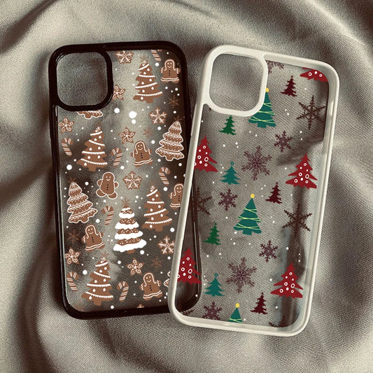 Christmas Tree Snowman Transparent Phone Case For iPhone 17 16 15 Pro Max Plus 14 13 12 11 17 Air Fashionable Shockproof Cover
