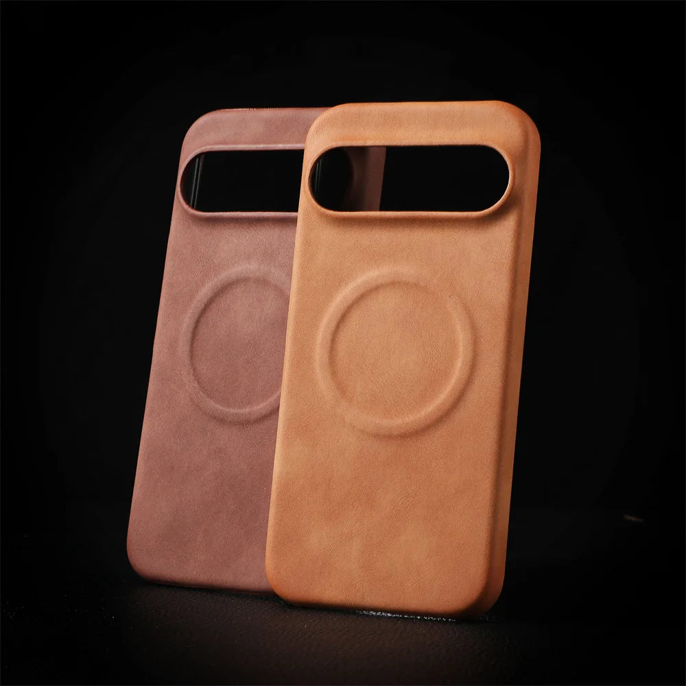 Luxury Sheepskin Leather Magnetic Phone Case For Google Pixel 10 9 8 7 Pro XL 8A 7A Shockproof Business Matte Hard Solid Cover