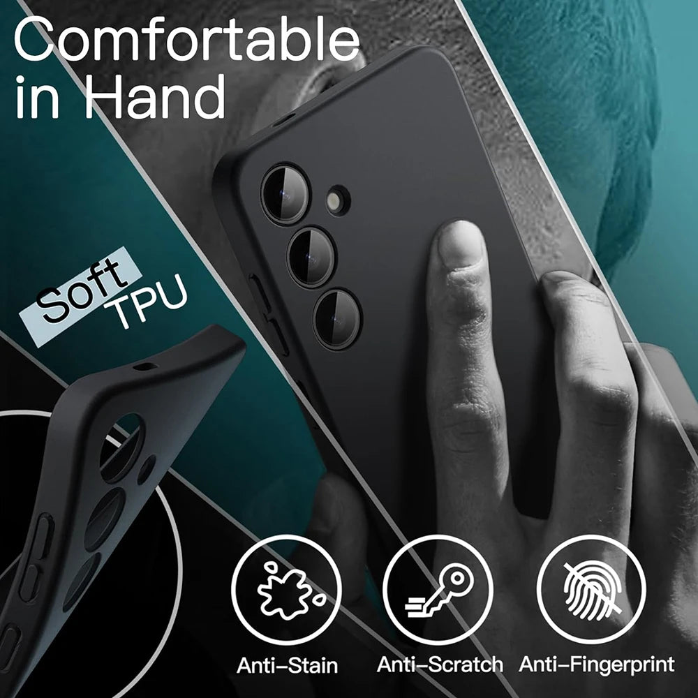 Shockproof Silicone TPU Phone Case For Samsung Galaxy S20 S21 S22 S23 S24 Ultra FE S10 S9 S8 Plus lite 5G Black Soft Back Cover