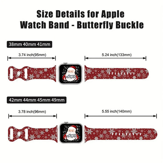 Christmas Bands for Apple Watch Band 46mm 40mm 41mm 42mm 44mm 45mm 49mm Silicone Sport Strap iWatch Ultra Serie 9 8 7 SE 6 5 10