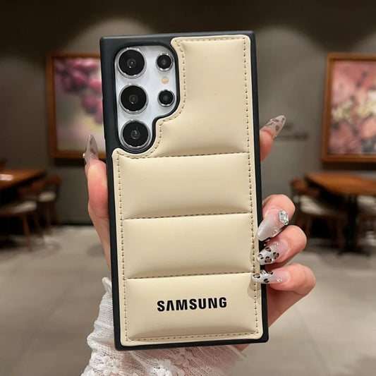 Luxury Down Jackets Air-Bags Silicone Phone Case Samsung Galaxy S25 S24 Ultra S23 S22 Ultra S25 Plus Shockproof Soft TPU Cover