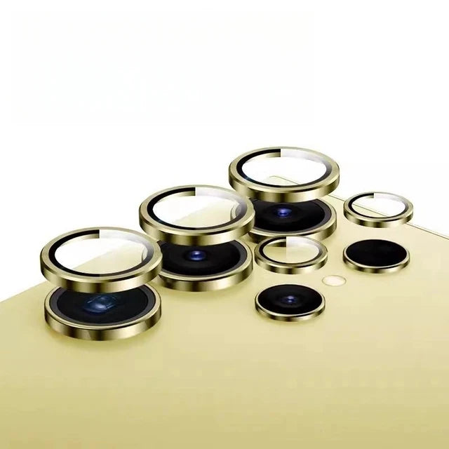Camera Matel Ring For Samsung Galxy S24 Ultra S23 FE Plus S24+ S22 S25 ultra Back Lens Tempered Glass Cover Guard Rear Case Cap