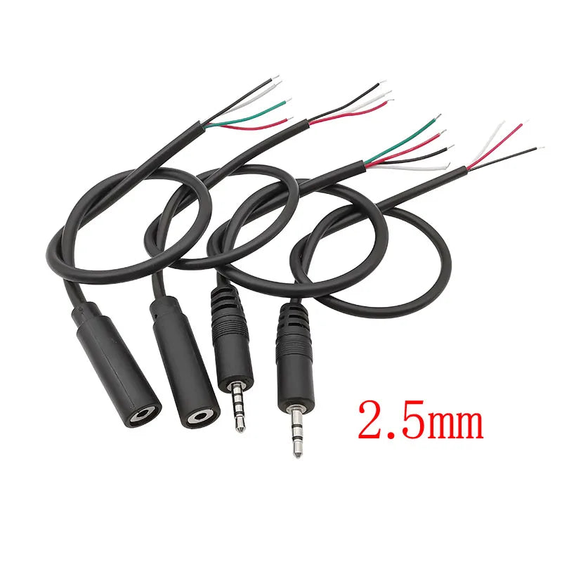 1Pcs 2.5/3.5mm Male Plug/Female Jack Mono/Stereo AUX 2/3/4Pole To Bare Wire Connector DIY Audio Headphone Repair Extension Cable
