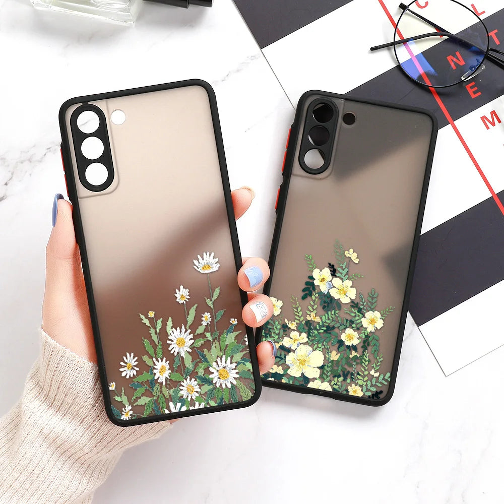 For Samsung S24 S22 Ultra Case Cover Samsung Galaxy S23 Ultra S 22 S21 S20 FE S10 Note 20 10 Plus S8 Lavender Flowers Clear Case