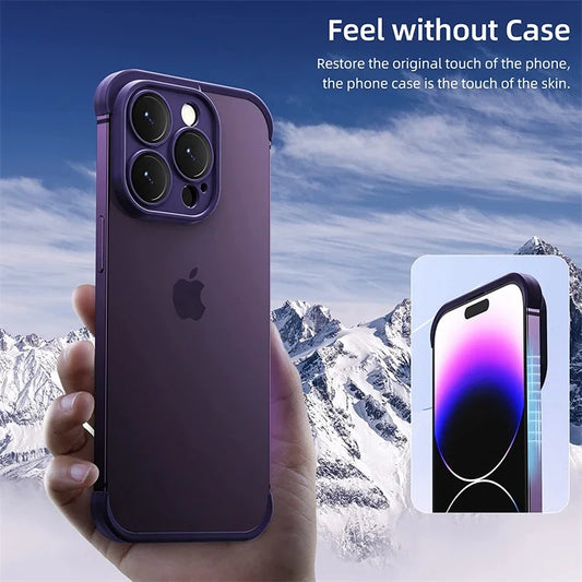 Frameless Silicone Bumper with Lens Protector Case for IPhone 14 13 12 15 16 Pro Max Plus 14Pro 15Pro 16Pro IPones Corner Cover