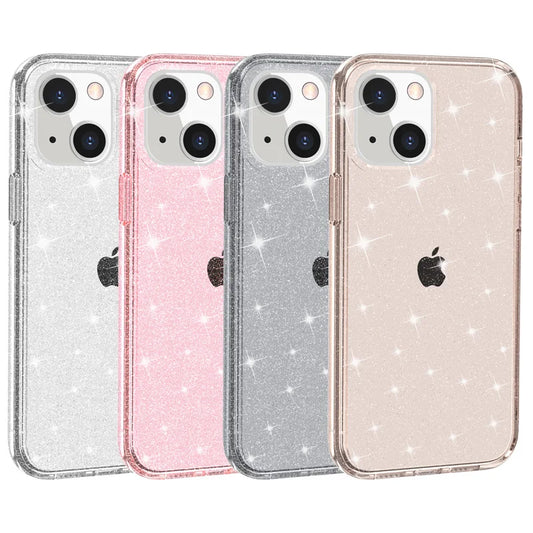 Super Hard 6FT Protection Transparent Glitter Case for iPhone 16 Pro Max 16E 15 14 13 12 11 XR 8 7 Plus SE2 Shiny Sparkle Cover