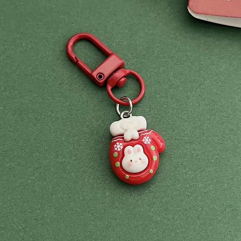 Cartoon Xmas Santa Claus Key Chain Resin Gingerbread Man Elk Snowman Pendant Charms Bag Pendant Christmas Gift