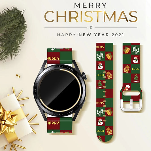 20mm/22mm Silicone Band For Samsung Galaxy Watch 5/4/6/7 44mm 40mm Active 2/Gear 3 Christmas Bracelet Huawei Watch GT2/2e strap
