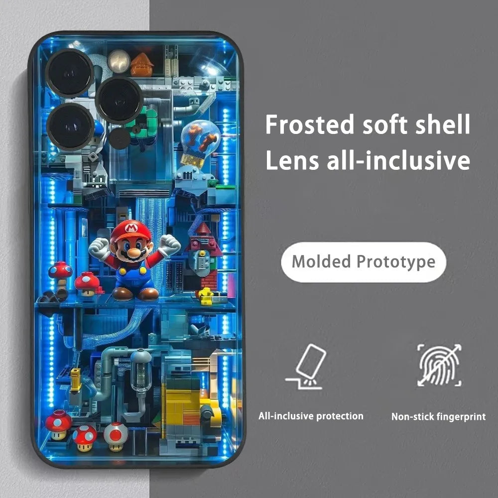 Super M-MarioS Bros Game Phone Case For IPhone 16 15 14 13 12 11 Pro Max Plus Mini Frosted Soft Shell Funda