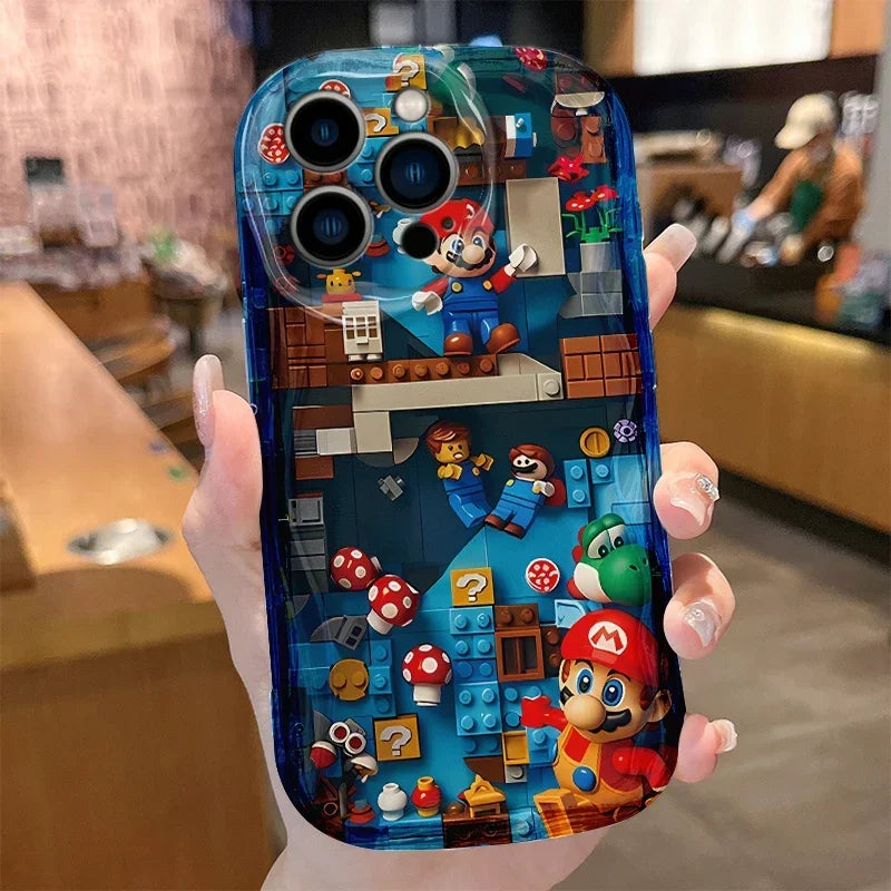 Cartoon Mushroom Wave Phone Case for iPhone 16 E 15 Pro Max 14 13 12 Mini 11 Pro Max XS X 8 7 Plus Soft Silicone Covers Funda