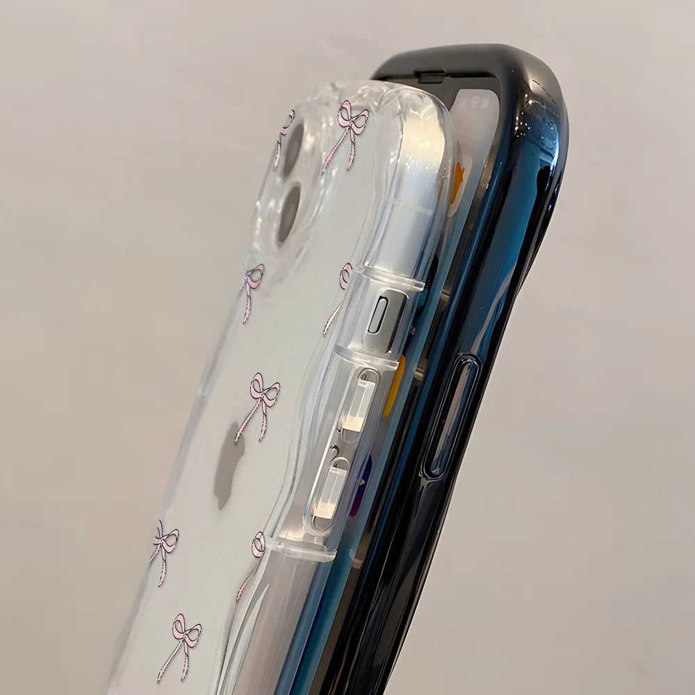 Clear Soft Curly Wave Case For Samsung A55 5G A54 A53 A52 A35 A34 A32 A24 A23 A22 A14 A13 A12 S24 Ultra S23 S22 S21 S20 FE Cover