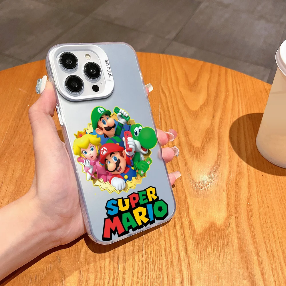 CARTOON T-The S-Super Mario Bros Movie  phone case FUNDA for iPhone 12 13 14 15 16 Max Pro Plus Mini Silver lMDaser Color Cover