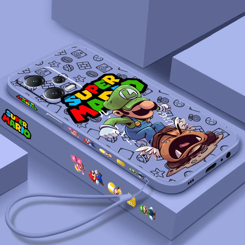 S-Super M-Marios B-Bros Liquid Left Rope For Xiaomi Redmi Note 13 12 12S 12R 11 11T 11S 10 10S Pro Plus 5G Back Phone Case