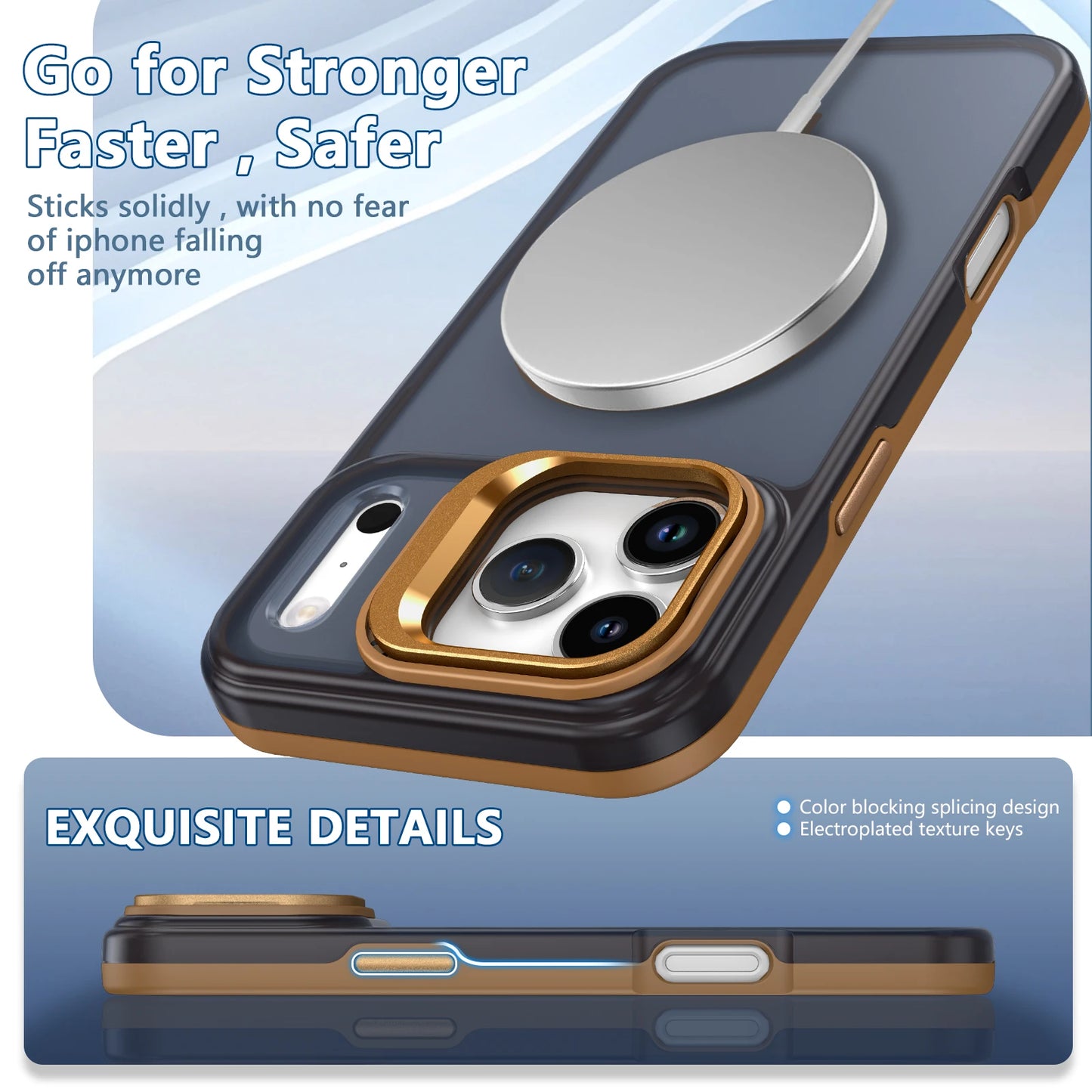 Luxury Matte Clear With Holder Shockproof Magnetic Magsafe Phone Case for IPhone 17 16 15 14 Plus 13 12 Pro Max 17Air 16e Cover