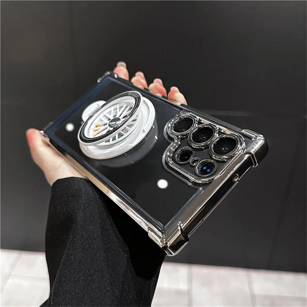 Shockproof Airbags Armor Magnetic Transparent Case for Samsung S25 S24 Ultra S23 Fe S22 Plus A16 A54 A34 A15 A25 A35 A55 A24 A53