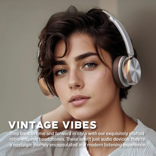 Sansui DT11 ANC Wireless Bluetooth 5.4 Headphone -45dB Active Noise Reduction Headsets 50H Playtime Over Ear Retro Earphones