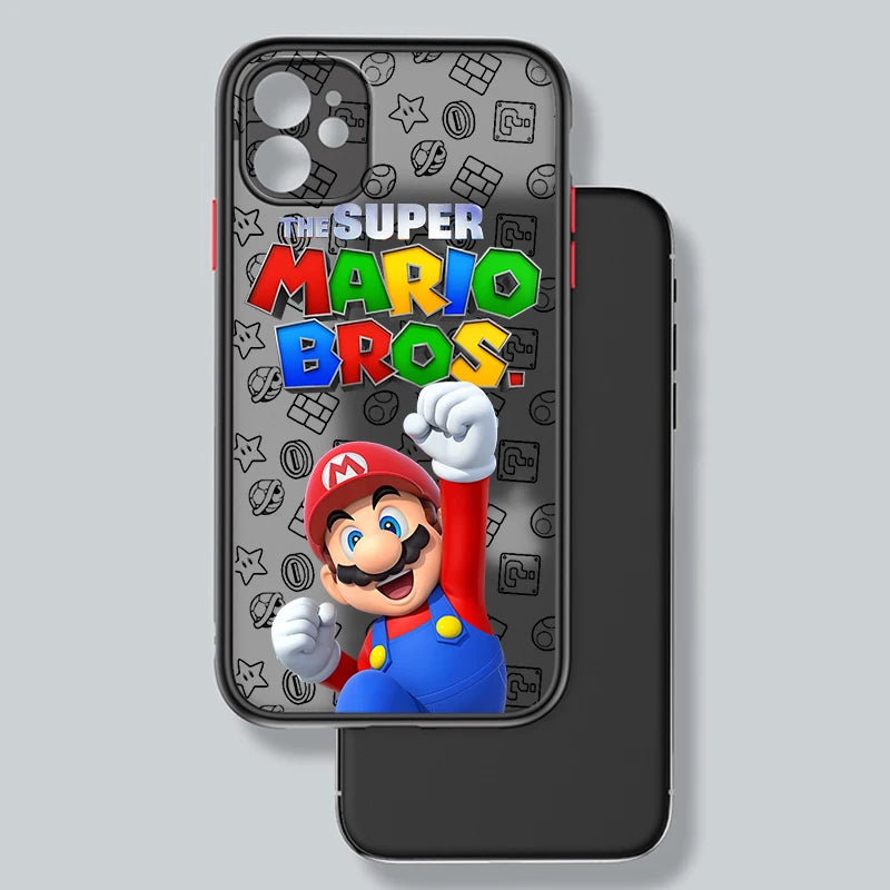 S-Super M-Marios B-Bros Cute Frosted Translucent For Apple iPhone 16 15 14 13 12 11 XS XR X Pro Max Plus Mini TPU Phone Case