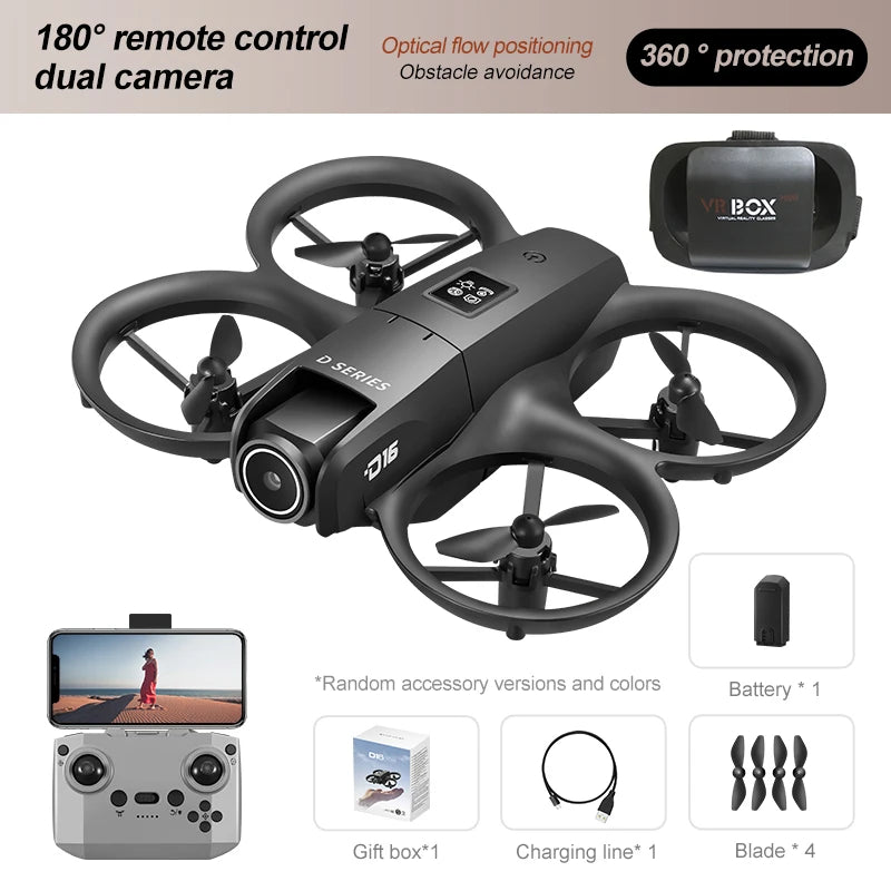 D16 Mini Drone 8K HD Dual Camera Profesional 180° Electric Adjustable GPS Positioning Obstacle Avoidance Bushless Uav 15000M