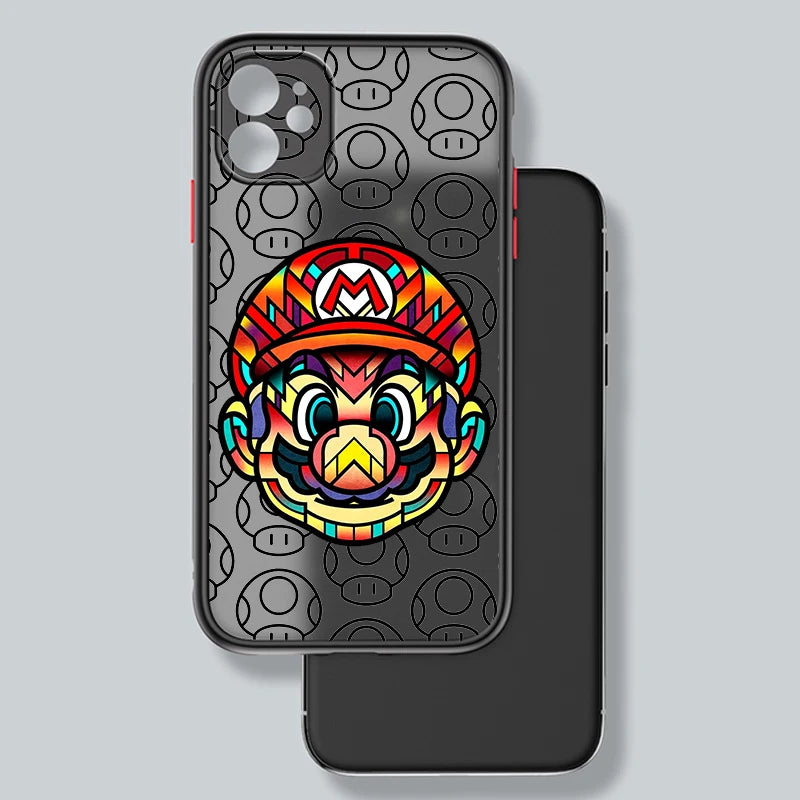 Mario Cool Cute Cartoon Frosted Translucent For Apple iPhone 15 14 13 12 11 XS XR X 8 7 SE Pro Max Plus Mini Soft Phone Case