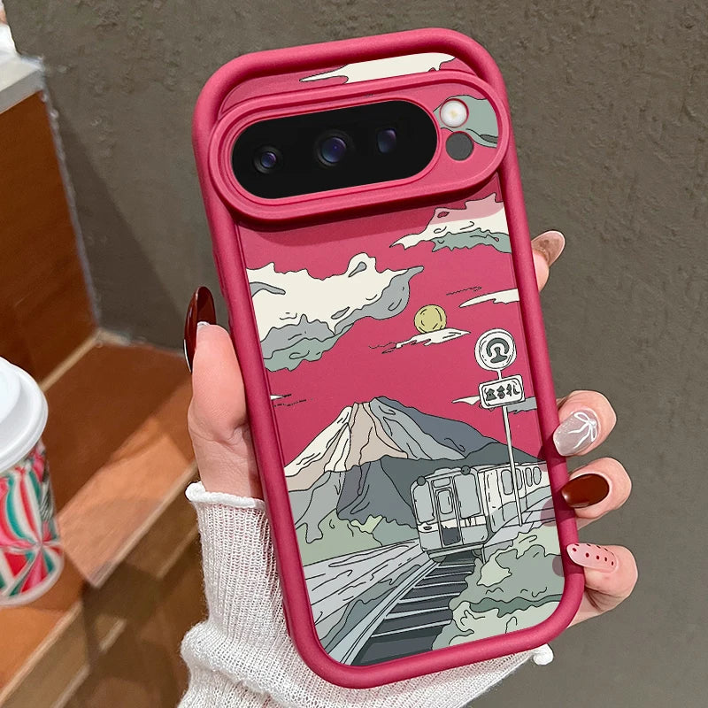 Landscape Pattern Solid Color TPU Case For Google Pixel 8 7 Pro 8A Pixel 9 Pro XL Shockproof Soft Silicone Cover Protector Cases