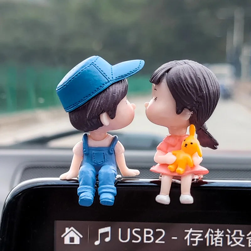 Car Accessories Cute Cartoon Couples Action Figure Figurines Balloon Ornament Auto Interior Dashboard for Girls Gifts Drop