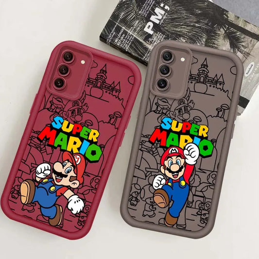 Anime M-Marios Cartoon Phone Case For Samsung Galaxy S25 S24 S23 S22 S21 S20 Ultra Plus FE 5G Eye Ladder Soft TPU Cover