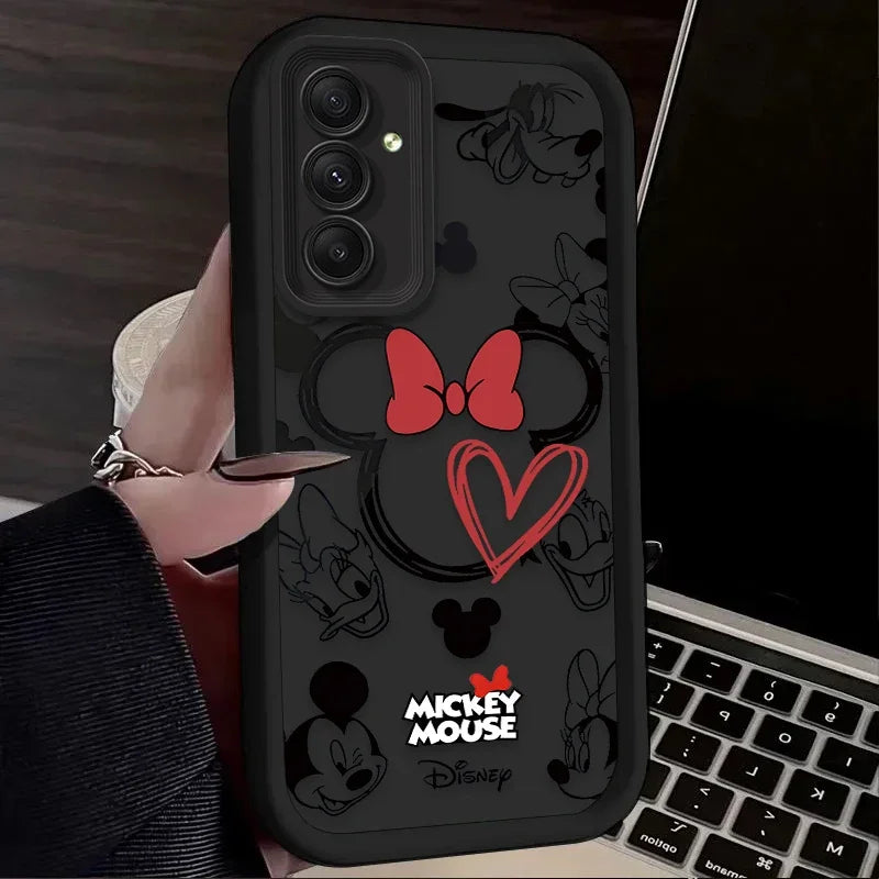 Cute Disney Mickey Minnie Phone Case for Samsung Galaxy S25 S24 S23 Ultra S22 S21 Plus FE 5G A54 A34 A14 A73 A53 A33 5G Cover