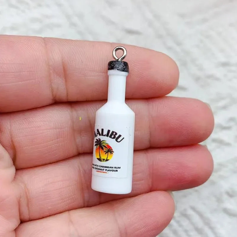 10pcs Mini Alcoholic Drink Bottle Resin Charms Popular Wine Bottles Pendant For Earring Keychain Diy Cute Jewelry Making
