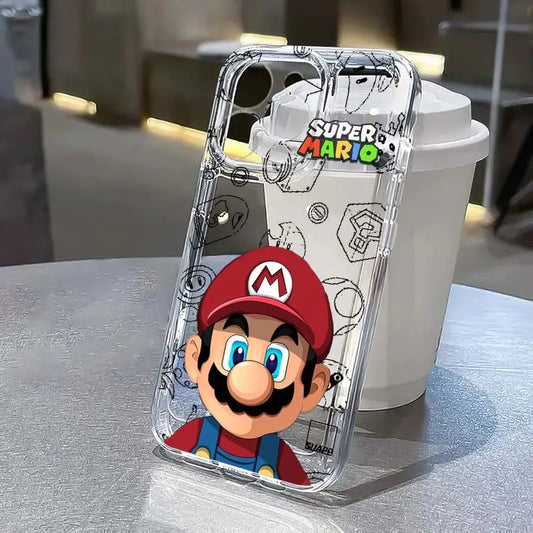 Luxury Supers M-Marios Cartoon Phone Case For Apple iPhone 17 Air 16e 16 15 14 13 12 11 Mini Pro Max Plus Transparent Soft Cover