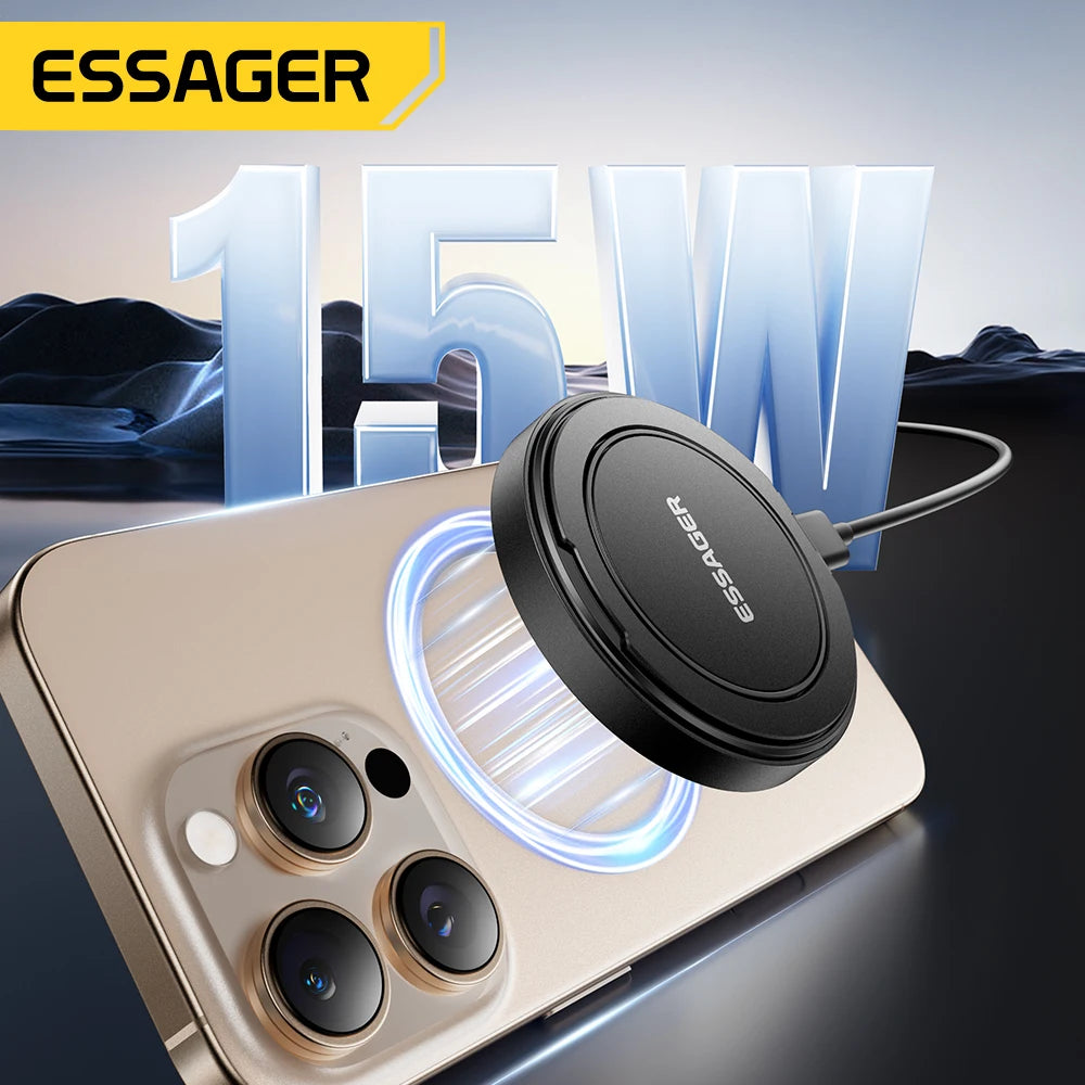 Essager Magnetic 15W Wireless Charger Fast Charging Pad Stand for iPhone 15 14  Airpods USB To Typec Phone Chargers Dock Station