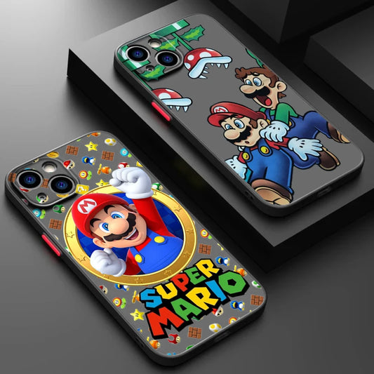 M-Marios Art Popular Cartoon Frosted Translucent For Apple iPhone 16 15 14 13 12 11 XS XR X Pro Max Plus Mini Cover Phone Case