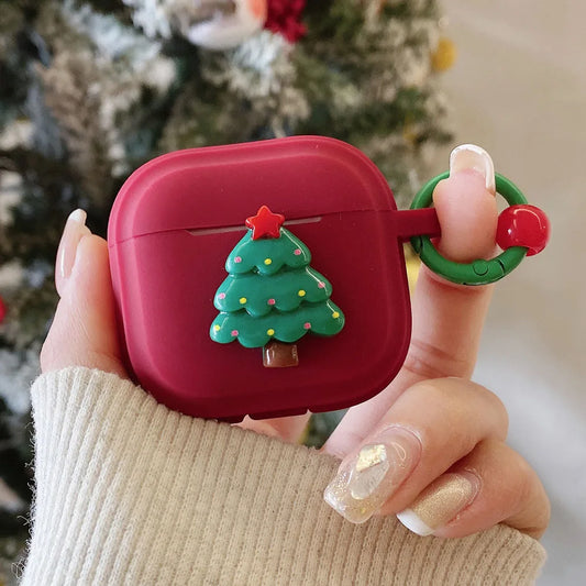 Cute Christmas Tree Wine Red Soft Silicone Earphone Protective Case for Apple AirPods 4 Pro 2 3 AirPods 1 Pro 2nd Cases Cover