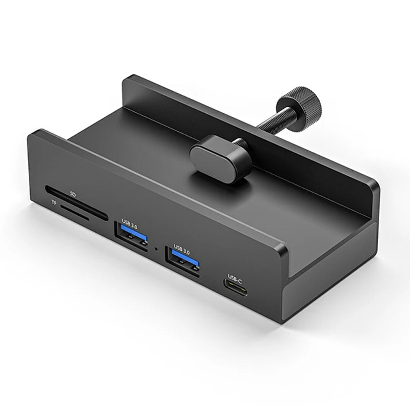 Aluminum Type C 4 Port USB 3.0 HUB Phone Holder SD TF USB Memory Card Reader DC Power Adapter Splitter Multiple Extend Dock