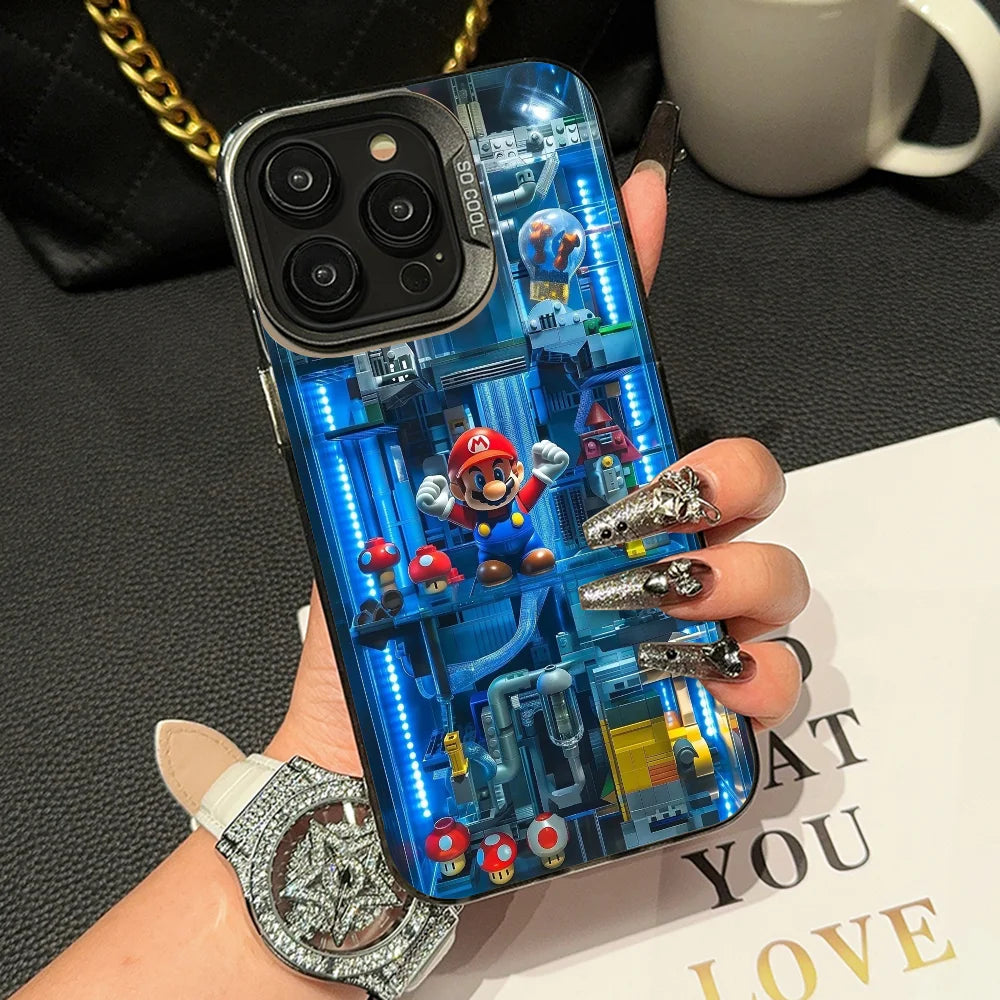 Super M-MarioS Bros Game Phone Case IMD Color Silver Shell For IPhone 16 15 14 13 12 11 Pro Max Plus