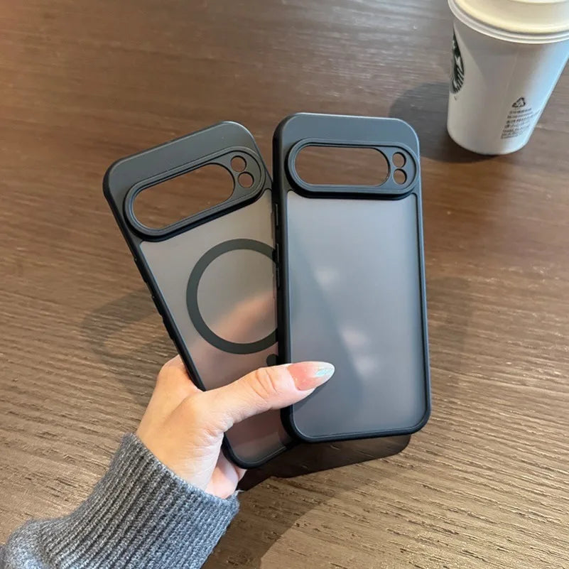 For Google 9A Magsafe Case Slim Matte Carbon Fiber Wireless Charging Cover for Google Pixel 9 Pro XL 8A 8 Pro Armror Back Cover
