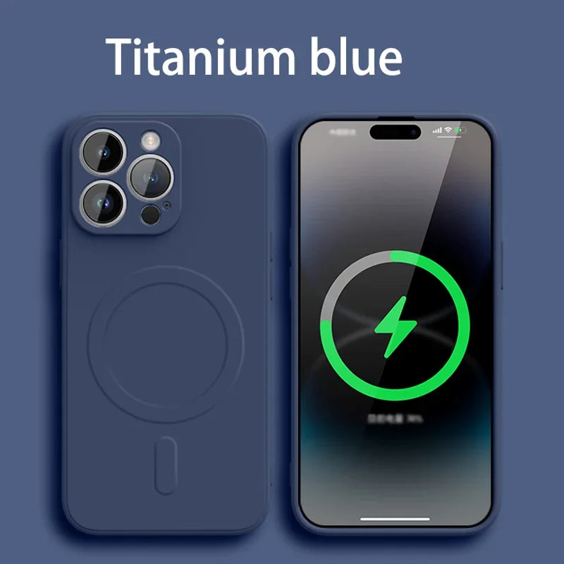 Liquid Silicone For Magsafe Wireless Charge Magnetic Case for iPhone 16 15 14 13 12 Mini 11Pro Max Plus XR Shockproof Soft Cover
