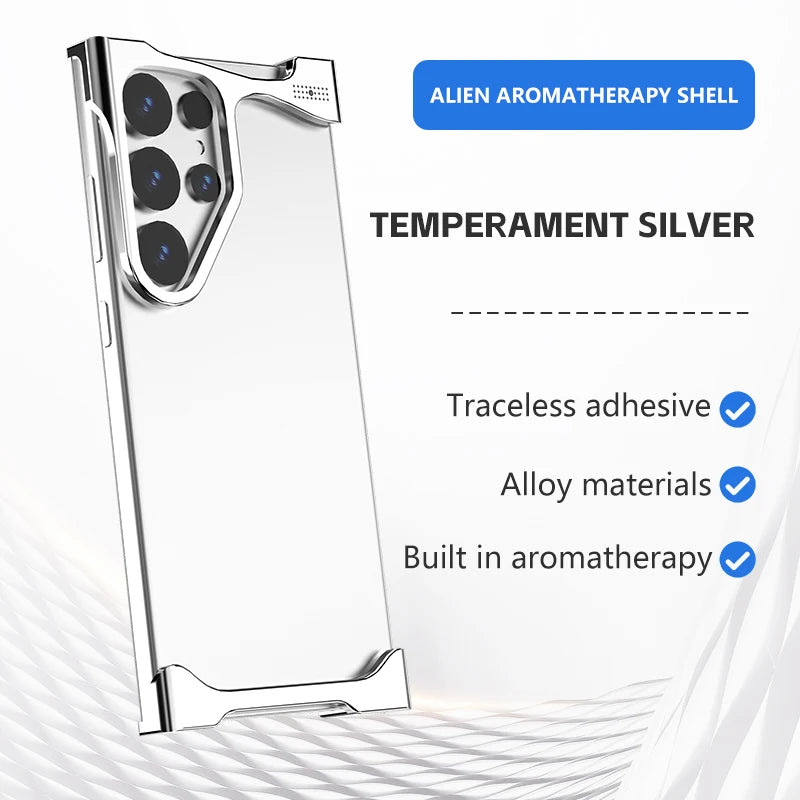 For Samsung Galaxy S23 S24 S25 Ultra S25 Plus Phone Case Irregular Titanium Alloy Bumper Shell With Borderless Protective Cover