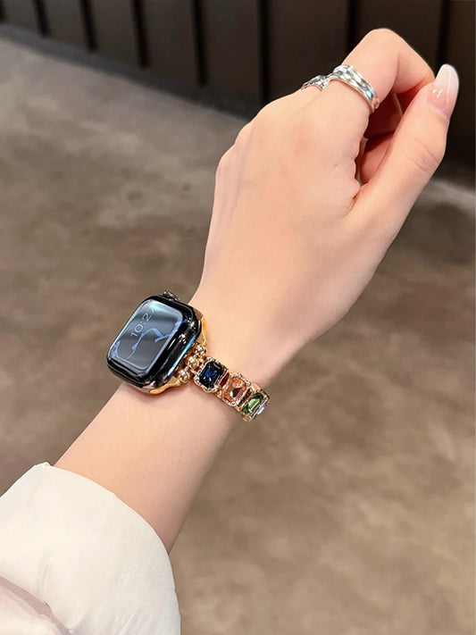 Elasticity Diamond Band For iWatch Ultra 10 9 8 7 6 5 Se 4 Metal Woman Strap For Apple Watch 38mm 40mm 41mm 42mm 45mm 46mm 49mm