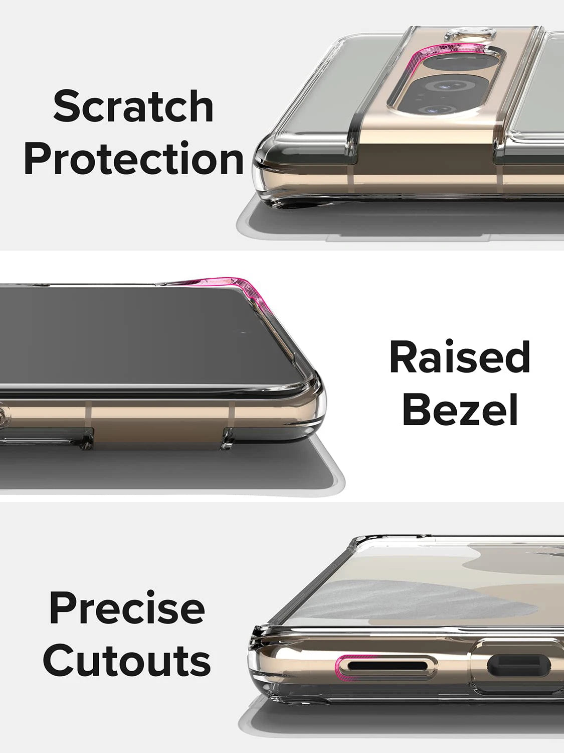 Luxury Transparent Phone Case For Google Pixel 7 pro TPU Bumper anti-drop Metal Buttons Scratch proof hard back cover Clear case