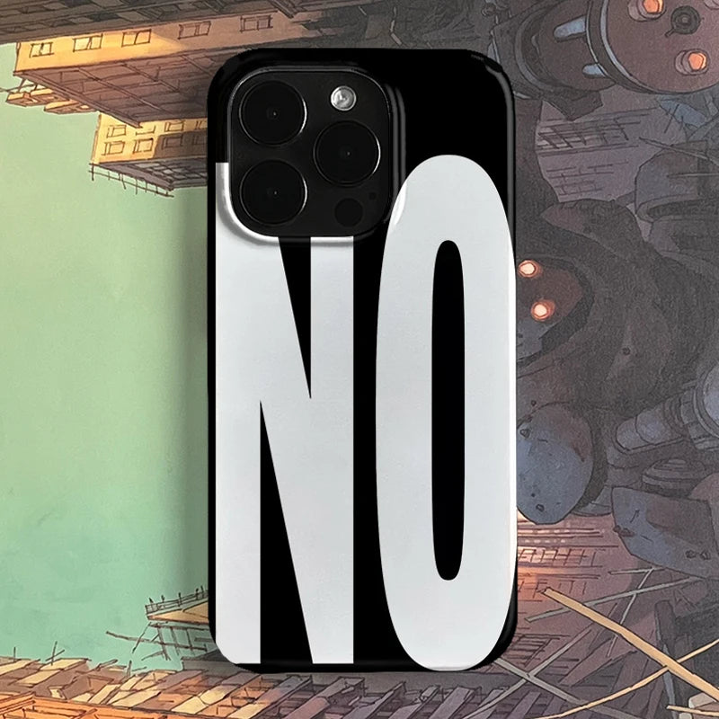 NO and YES Personalized Art Black and White Letters Phone Case For iPhone 16 15 14 13 12 11 Pro XS Max 7 8 Plus MINI Y2K Cover