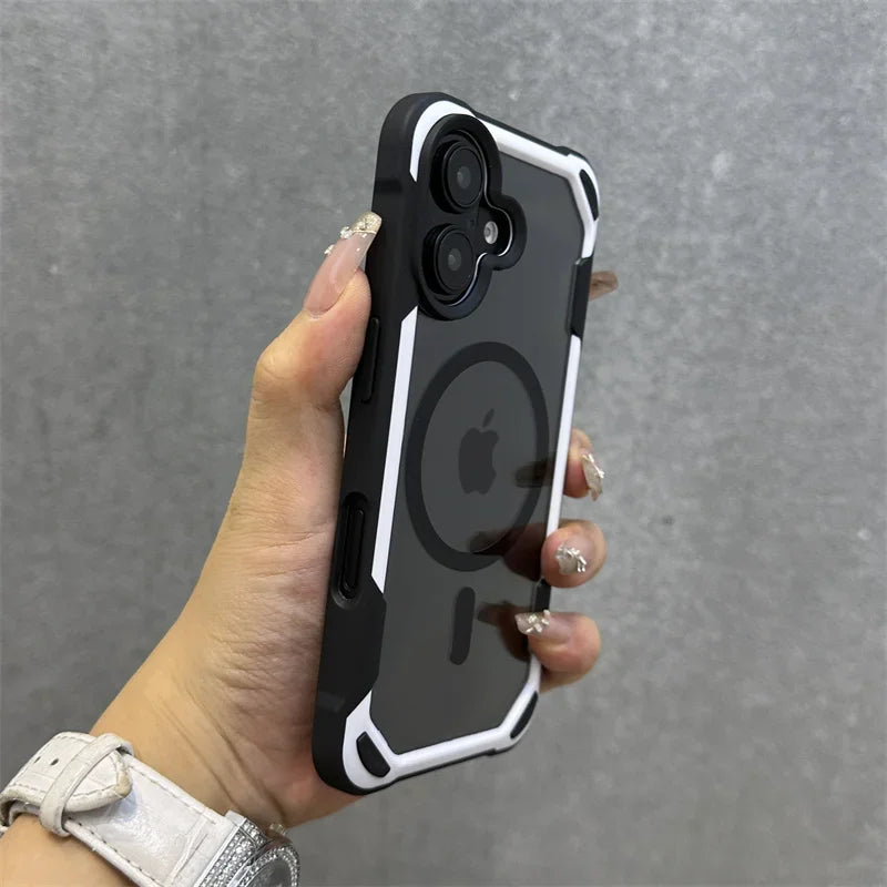 Hit Color Magnetic For Magesafe Wireless Charge Case For iPhone 16 13 14 12 15 Pro Max Transparent Shockproof Bumper Back Cover