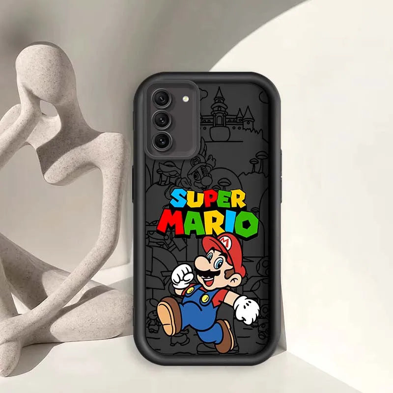 Anime M-Marios Cartoon Phone Case For Samsung Galaxy S25 S24 S23 S22 S21 S20 Ultra Plus FE 5G Eye Ladder Soft TPU Cover