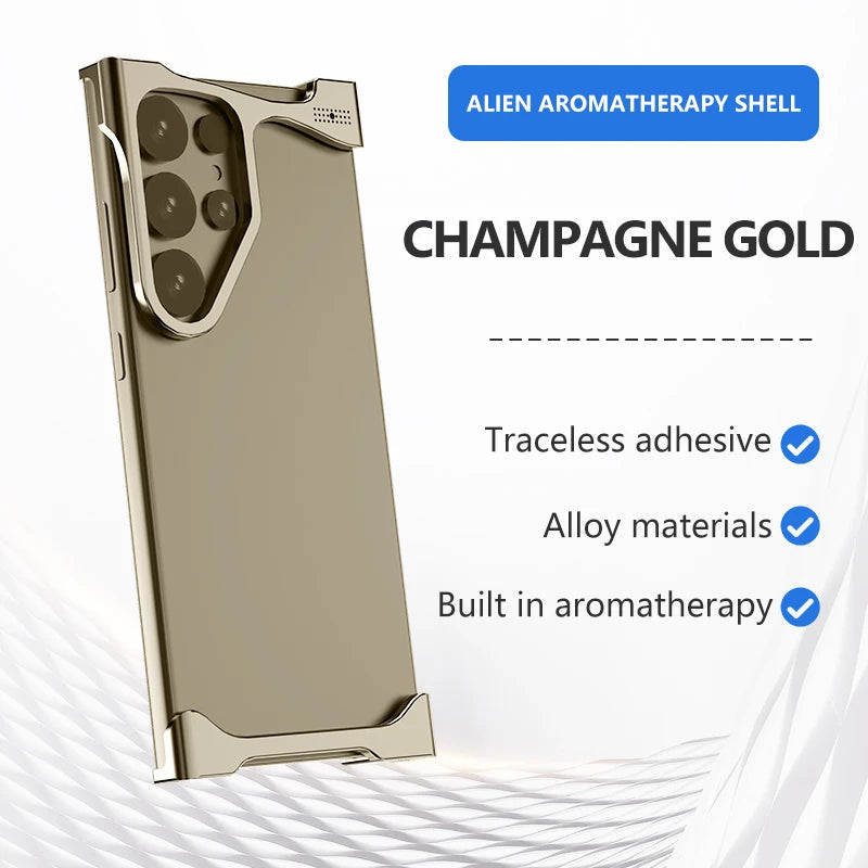 For Samsung Galaxy S23 S24 S25 Ultra S25 Plus Phone Case Irregular Titanium Alloy Bumper Shell With Borderless Protective Cover