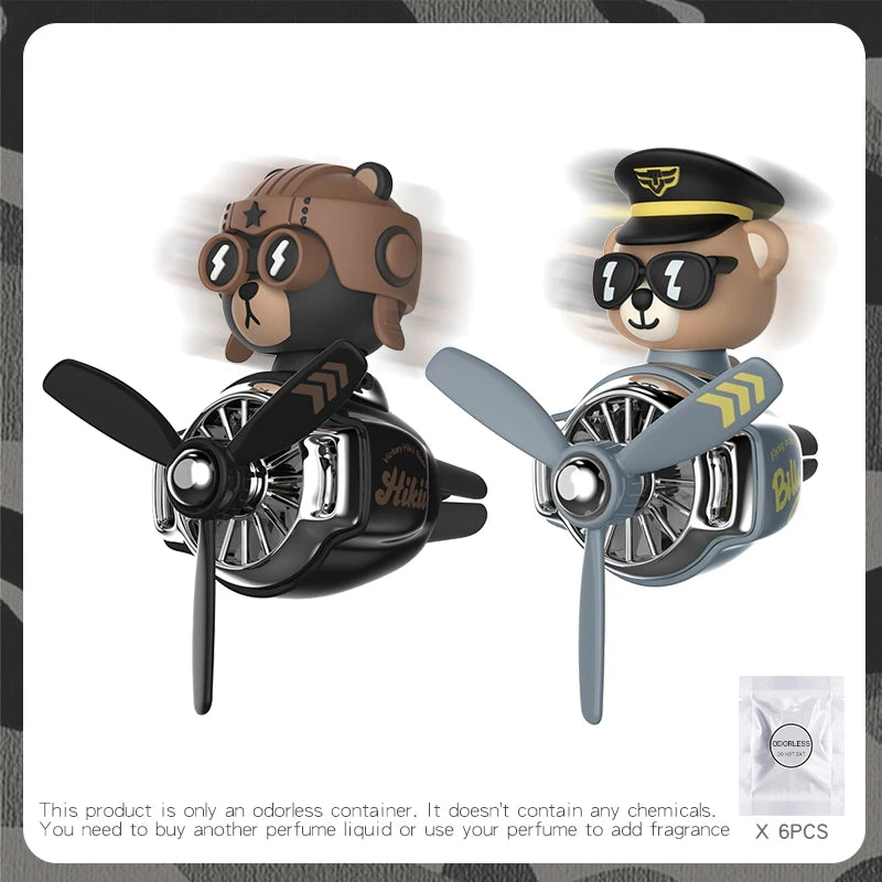 DIY aroma odorless car accessories interor decorations inside ornament plane pilot bear car air fresheners vent clip men cartoon