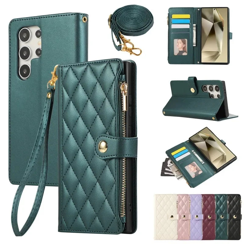 Crossbody Phone Case For Samsung Galaxy S25 S24 Ultra S23 FE S22 S21 Plus A56 A36 A26 A16 A06 A55 A15 A25 A35 A54 Wallet Cover