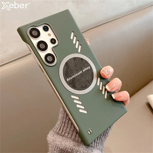 Luxury Graphene Heat Dissipation Cooling Magnetic Phone Case for Samsung S25 S24 S23 Ultra S22 Plus S21 S20 FE Frameless Cover