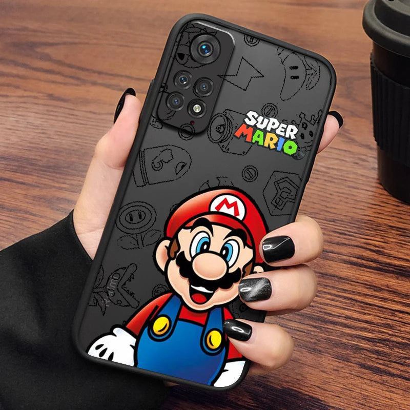 Anime Super M-Mario Cute Art Frosted Translucent For Redmi Note 13 12 12S 12T 11 11T 11E 10 10S 9 Pro Plus 5G Back Phone Case
