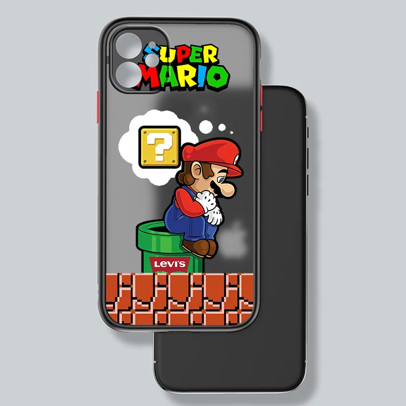 M-Marios Art Popular Cartoon Frosted Translucent For Apple iPhone 16 15 14 13 12 11 XS XR X Pro Max Plus Mini Cover Phone Case