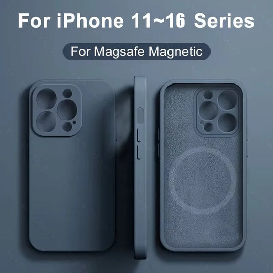 Liquid Silicone For Magsafe Magnetic Case For iPhone 16 15 14 12 11 13 Pro Max 16 Plus Wireless Charging Cover Phone Accessories