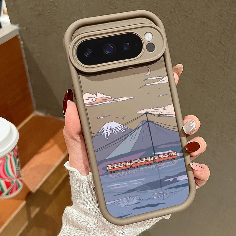 Landscape Pattern Solid Color TPU Case For Google Pixel 8 7 Pro 8A Pixel 9 Pro XL Shockproof Soft Silicone Cover Protector Cases